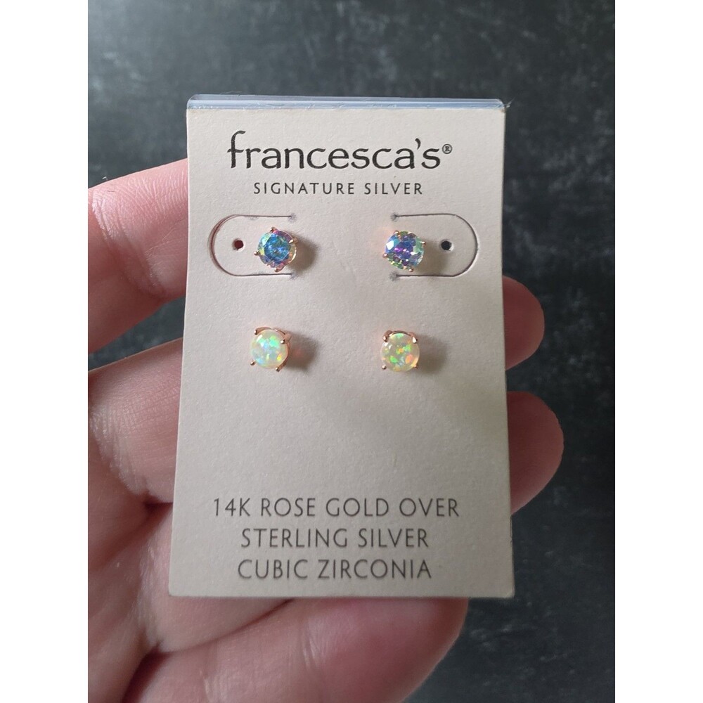 Francesca's 14K Rose Gold Over Sterling Silver Cubic Zirconia Stud Earrings